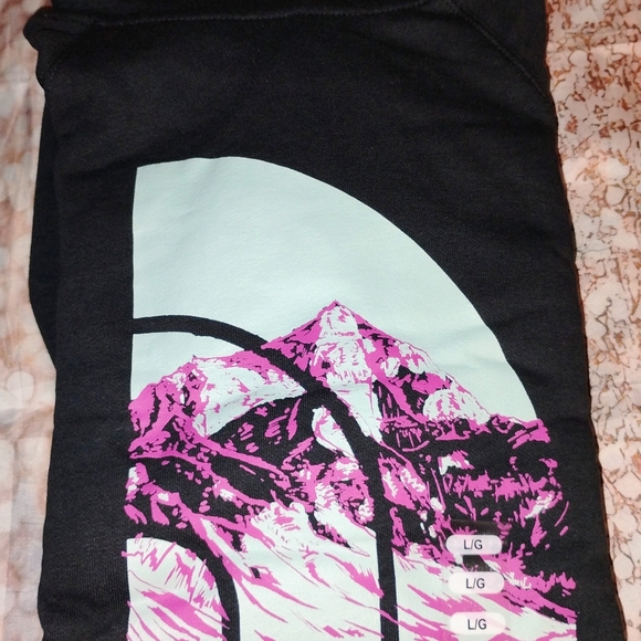 The North Face Black Hoodie with Pink and Light Blue Mountain Graphic New W/Tags - Picture 4 of 7